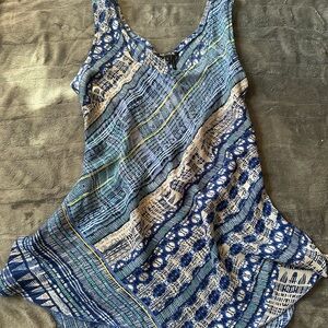 NIC+ZOE Blue and Cream Geometric Top